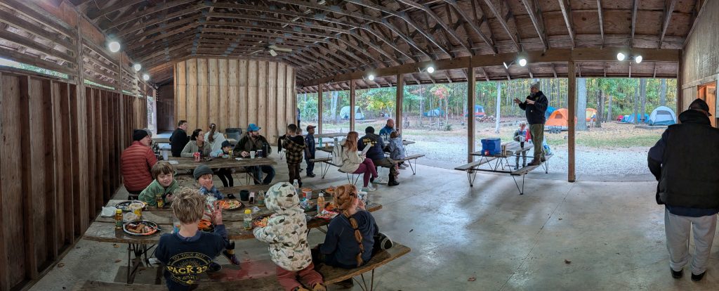 Cubmaster Adrian with morning announcements - Scouting 334 Cubmaster Adrian with morning announcements