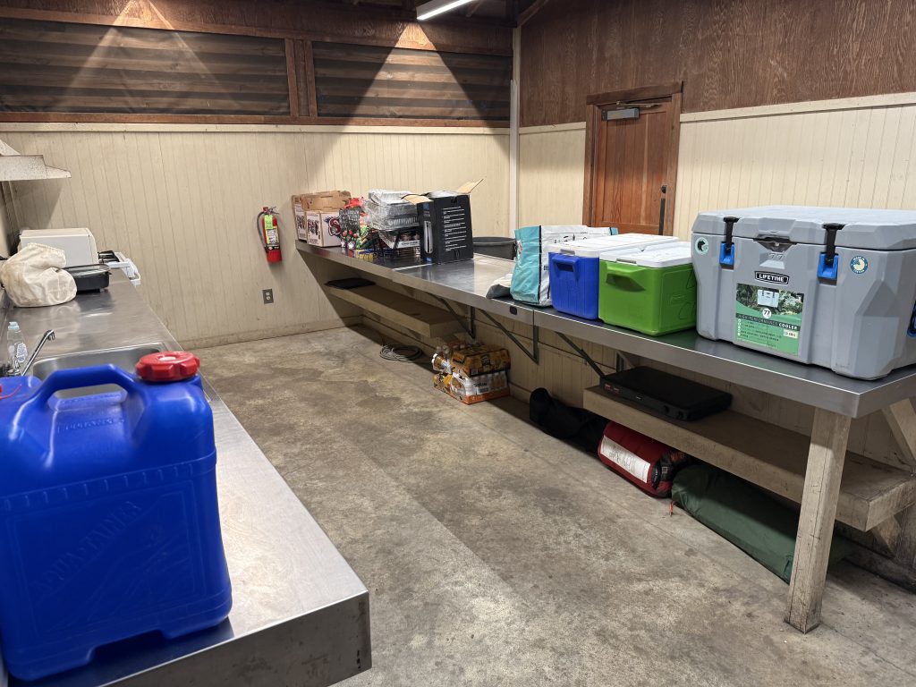 Getting our kitchen set up. - Scouting 334 Getting our kitchen set up.