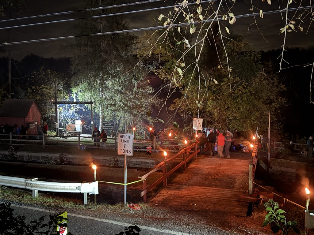 Crossing the canal to the staging area.